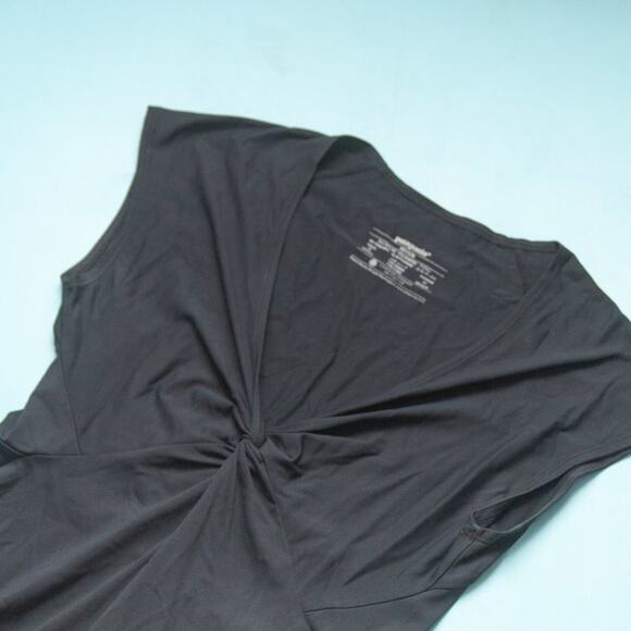 Patagonia Bandha Dark Gray Stretch Knit Knot Front Knee Length Dress Size Medium - Picture 3 of 5